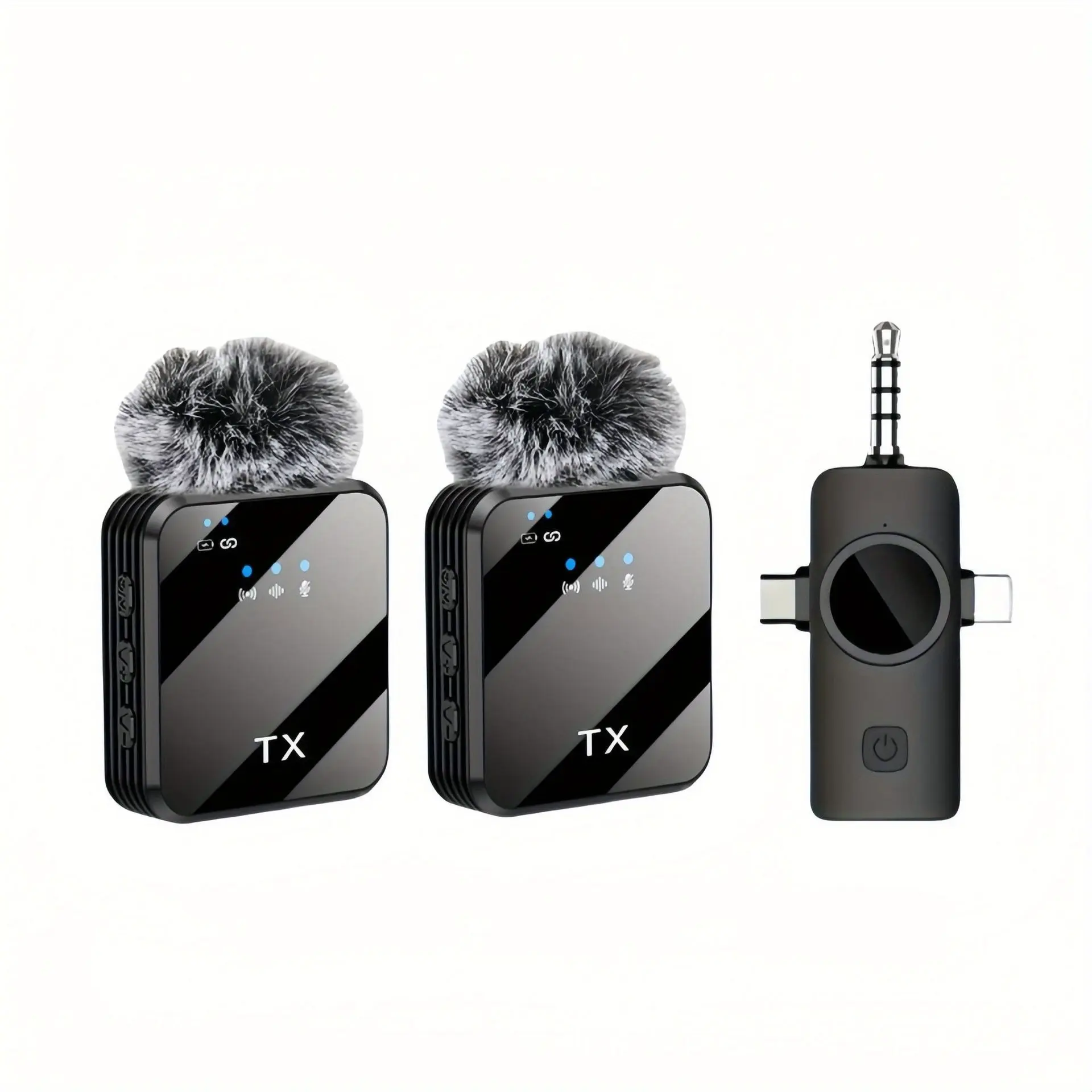 3-in-1 Multifunction Wireless Lavalier Microphone - Intelligent Noise Cancellation & Windproof Ball, USB-C Rechargeable, Supports 2.4G/3G/4G for Recording/Live Streaming/Singing