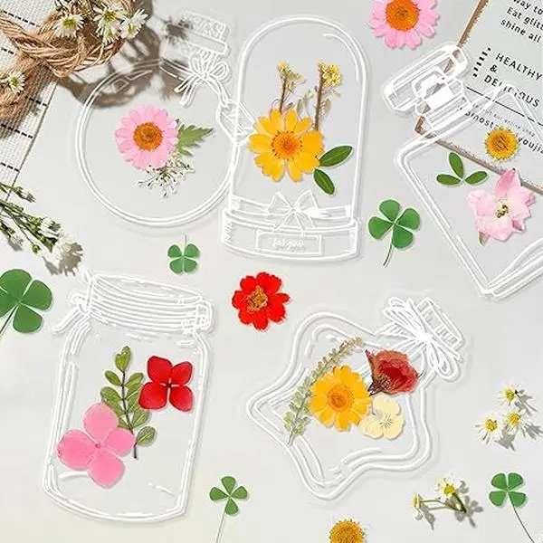 DIY Transparent Bookmarks for Dried Flowers,Clear Bookmarks for Pressed Flowers,Handmade DIY Flower Page Clips with Colorful Tassels for Books,Journals,Scrapbooking (20pcs)