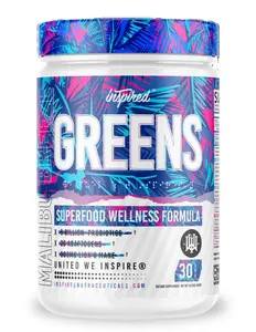 Inspired Nutraceuticals Greens Superfood Wellness Formula with 5 Billion CFU Probiotics 500mg Trace Minerals Gluten-Free 30 Servings for Alkalinity Gut Health & Nootropic Support