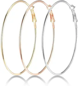 Large Hoop Earrings set of 3 Pair Big Round Hoop Earrings