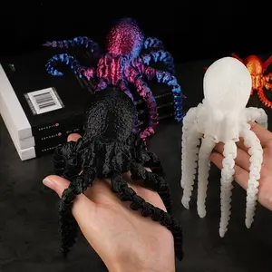 Articulated movable octopus toy, realistic eight-legged squid toy