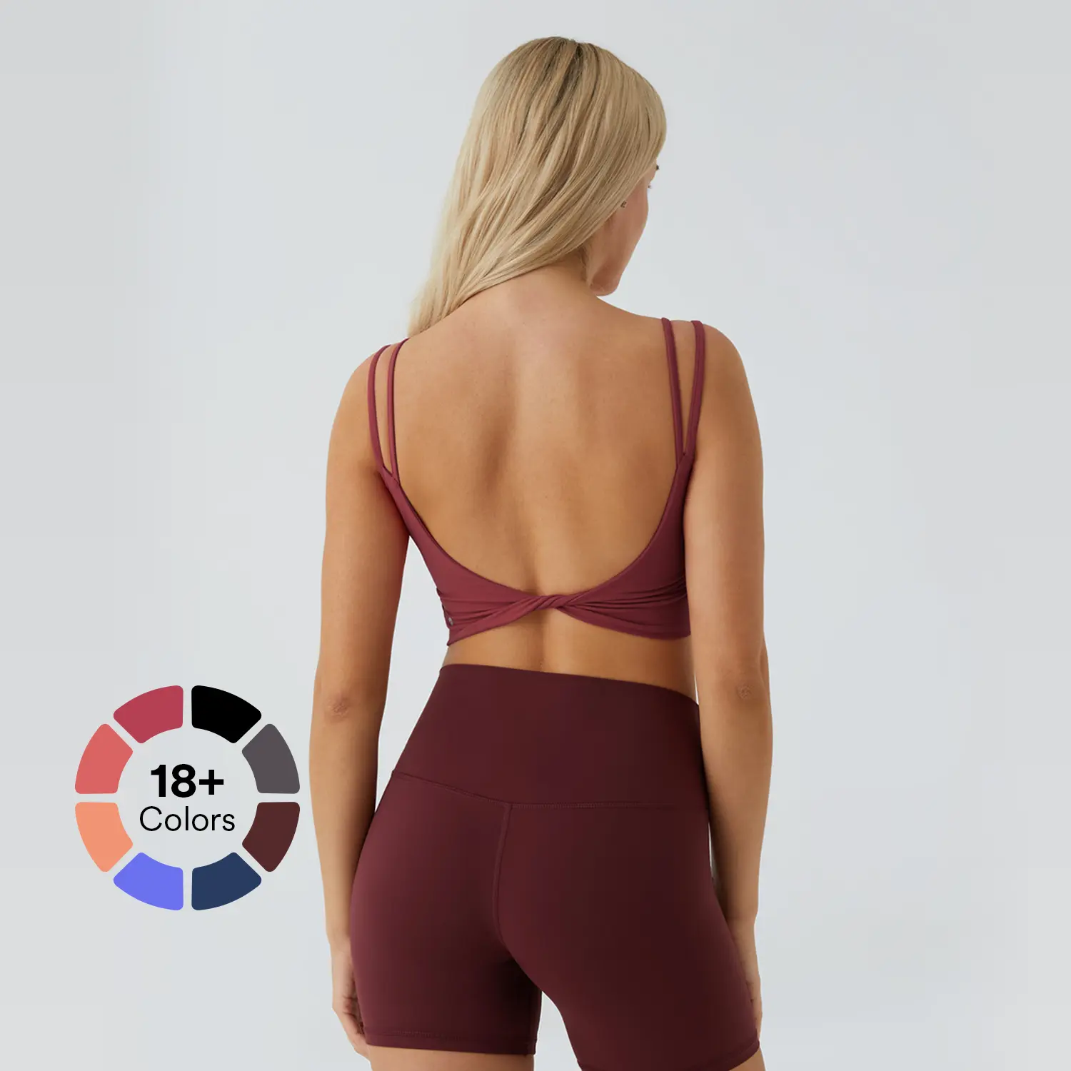 Halara Double Straps Backless Twisted Cropped Yoga Tank Top Ribbed Sports Vest Workout Ribbed #BackToSchool