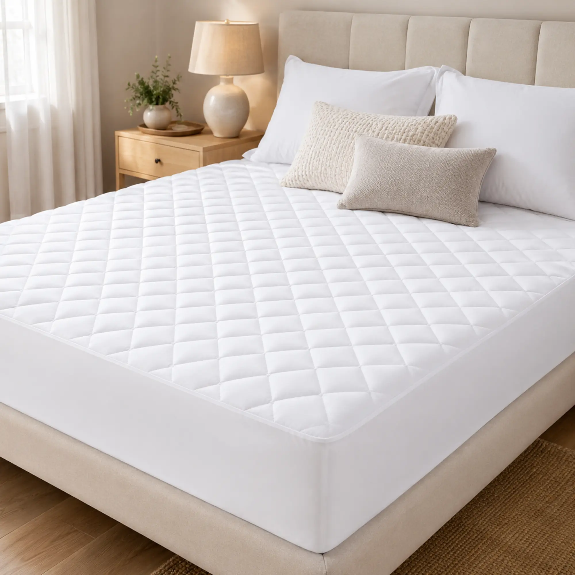 Quilted Bedspread - White, Soft and Durable, Perfect for Home Decor, Ideal for Bedrooms, Enhances Aesthetic Appeal