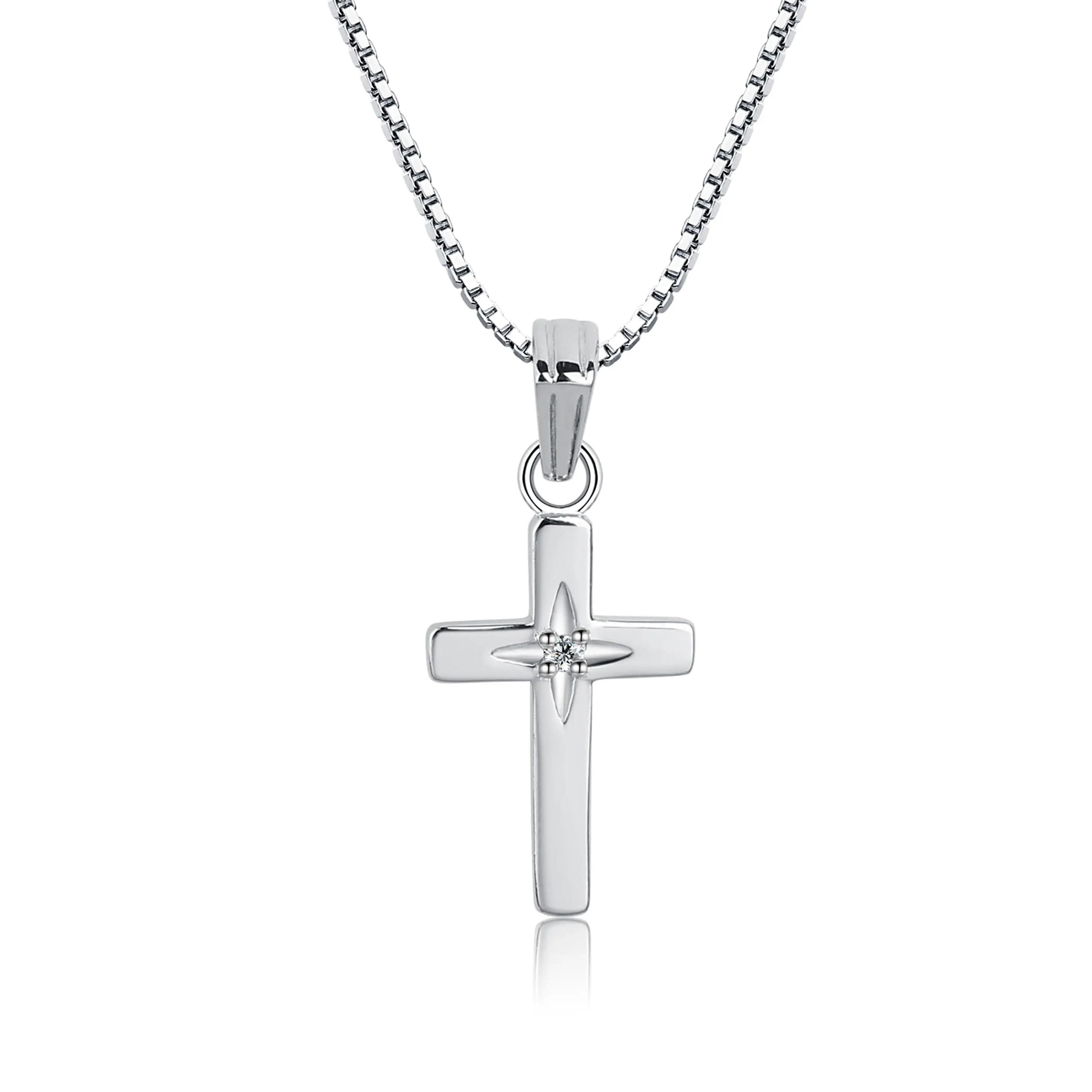 Eternal Brilliance Genuine Diamond Sterling Silver Cross Necklace