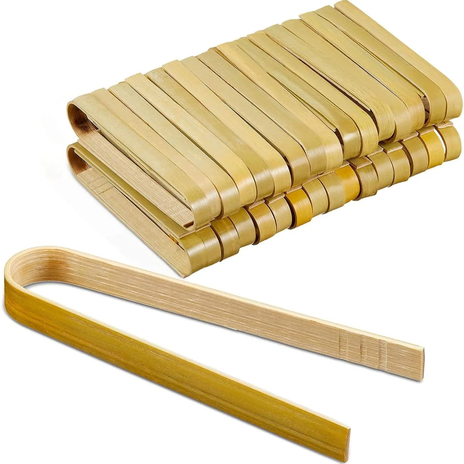 90 count Mini  Tongs Long Toast Tongs Disposable Wooden Cooking  Cooking Utensils for Toast Bread Pickles  Toaster Supplies (4 Inch)