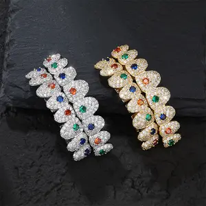 Luxurious and exaggerated hip-hop colored braces accessories, copper inlaid zircon braces accessories casual fashion