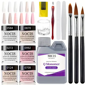 NOCIS Acrylic Nail Kit with Everything - 6 Powder Set for Nail Extensions, Professional Art Supplies with Monomer Liquid, Tips & Brushes for Beginners DIY Salon at Home - Cutics, Manicure