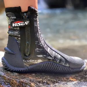 [Thickened Snorkeling Boots] HISEA 5mm Thickened Unisex Snorkeling Boots | Mid/High-Top Rubber Boots with Non-Slip Stab-Resistant Soles, Zipper Closure & All-Season Design for Swimming, Surfing, Fishing, Hiking, Creek Walking, Surfing Footw