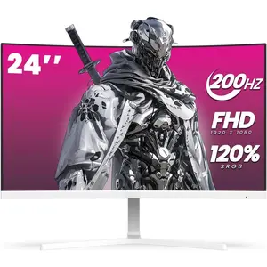 24" Curved Gaming , 165Hz/200Hz  , FHD 1920x1080, 120% sRGB,  FreeSync, Blue Light Filter, for Gaming & Office, Wall Mountable- White