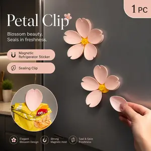 Magnetic Fridge Magnet Seal Clip, Creative High-End Design, Beautiful Sakura Fridge Magnet, Household Moisture-Proof Snack Seal Clip, Fridge Flower Magnets, Refrigerator Magnet