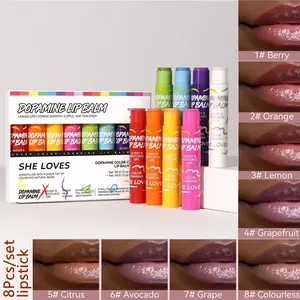 8Pcs/Set Lip Balm Set，Fast-Acting Nourishment Anti-Chapping Lip Gloss Vaseline Colored Nourishing Lip Care, Essential Lip Treatment Kit Womens cosmetics holiday gift