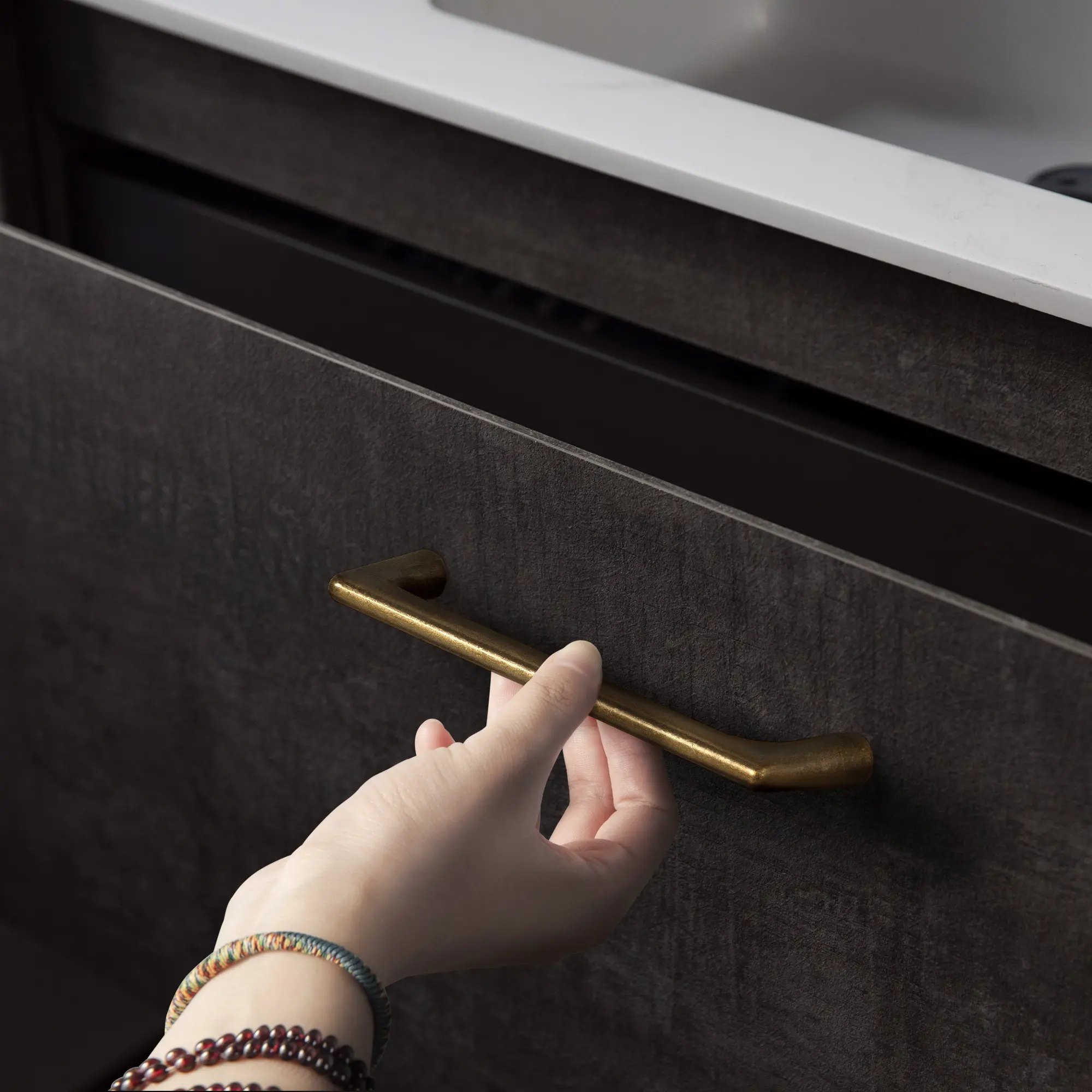 Goo-Ki Champagne Bronze Zinc Alloy Cabinet Pulls - 5"(128mm) Hole Centers, 5" Center Holes, Arch & Bow Modern Interior Door Handles, Adds Polished High-End Touch - 6 Pack for Dresser, Wardrobe
