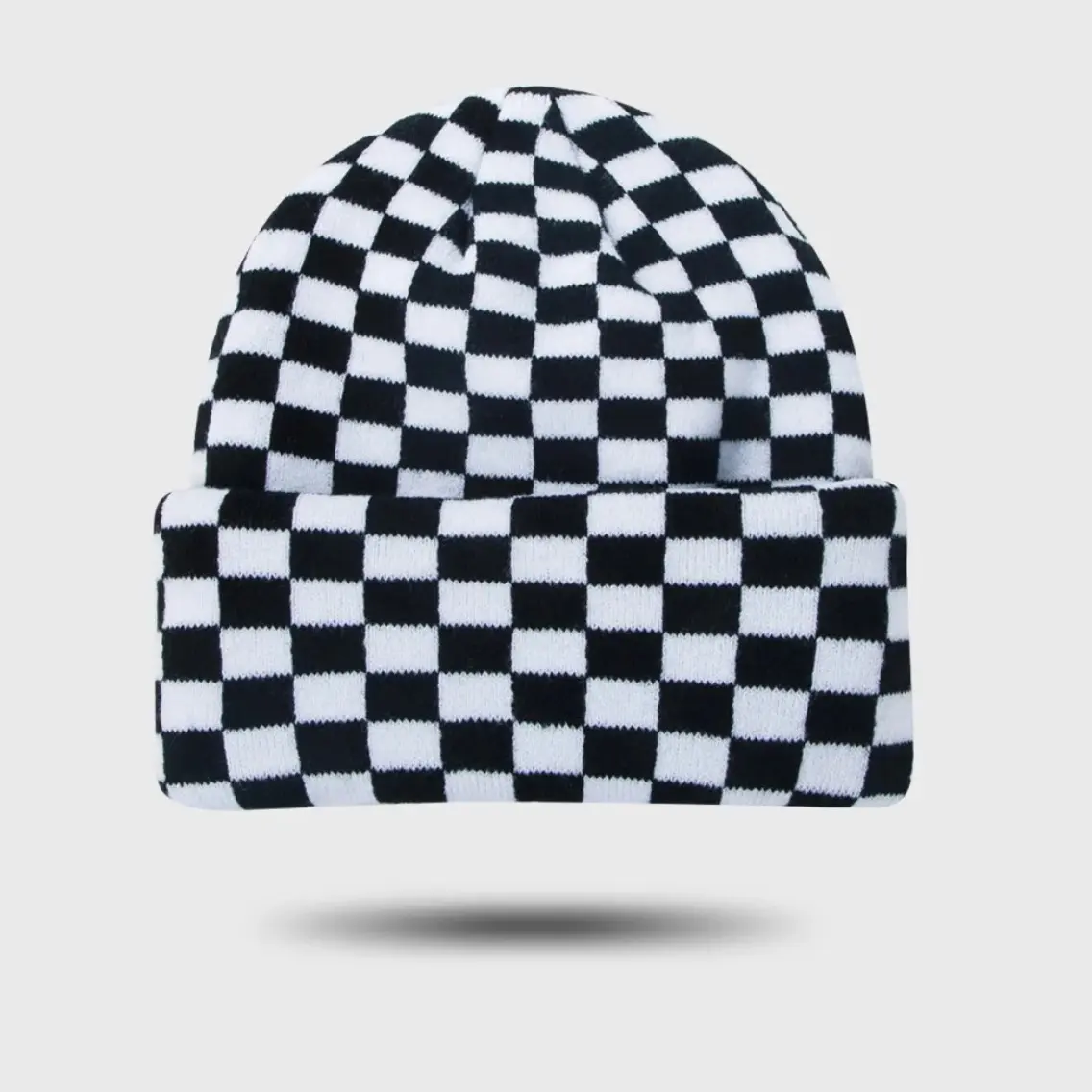 Black and white checkered beanie