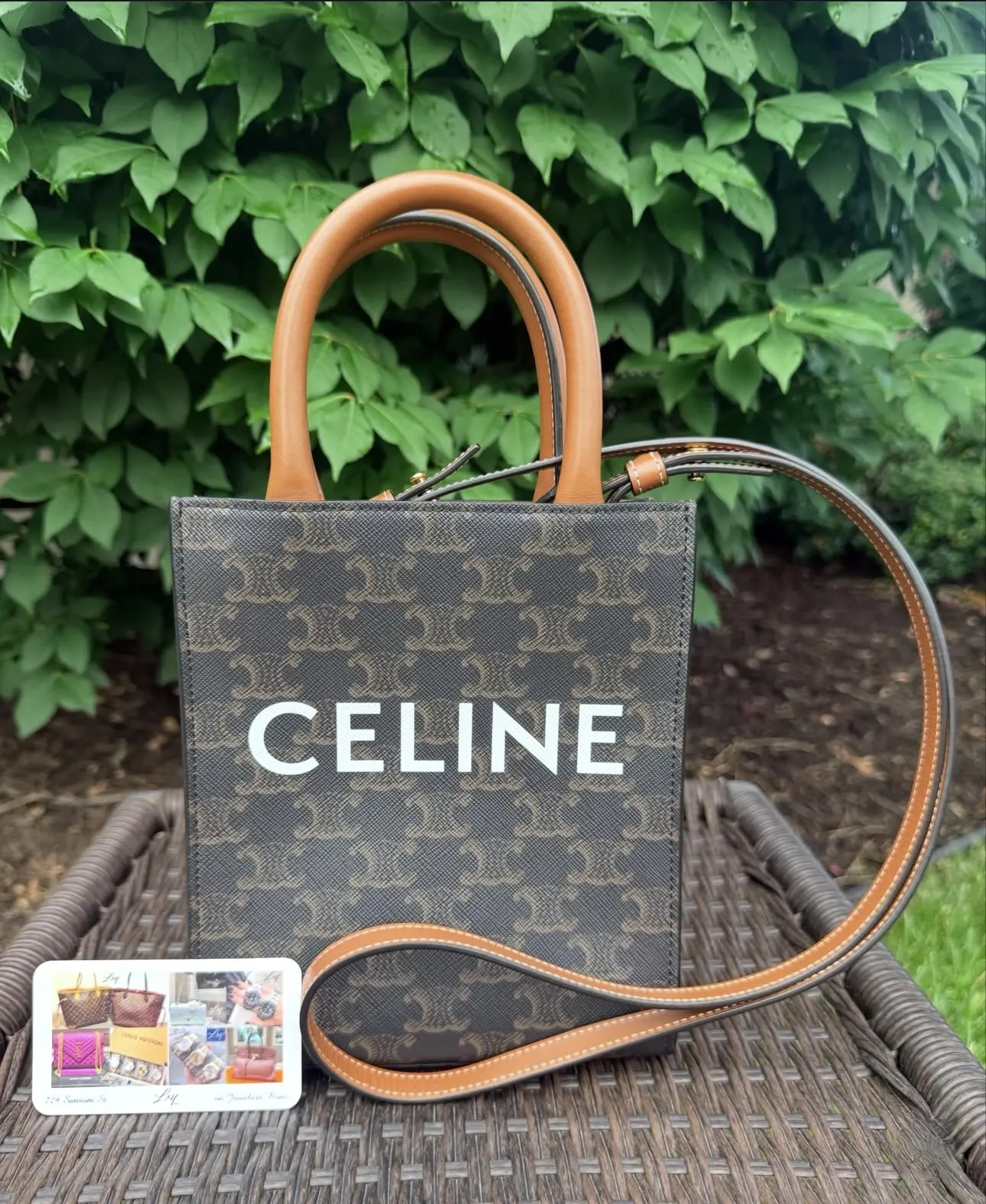 Pre-owned Celine coated canvas exterior Top Handle Bags Mini Vertical Cabas Triomphe Canvas & Calfskin Leather (2021)