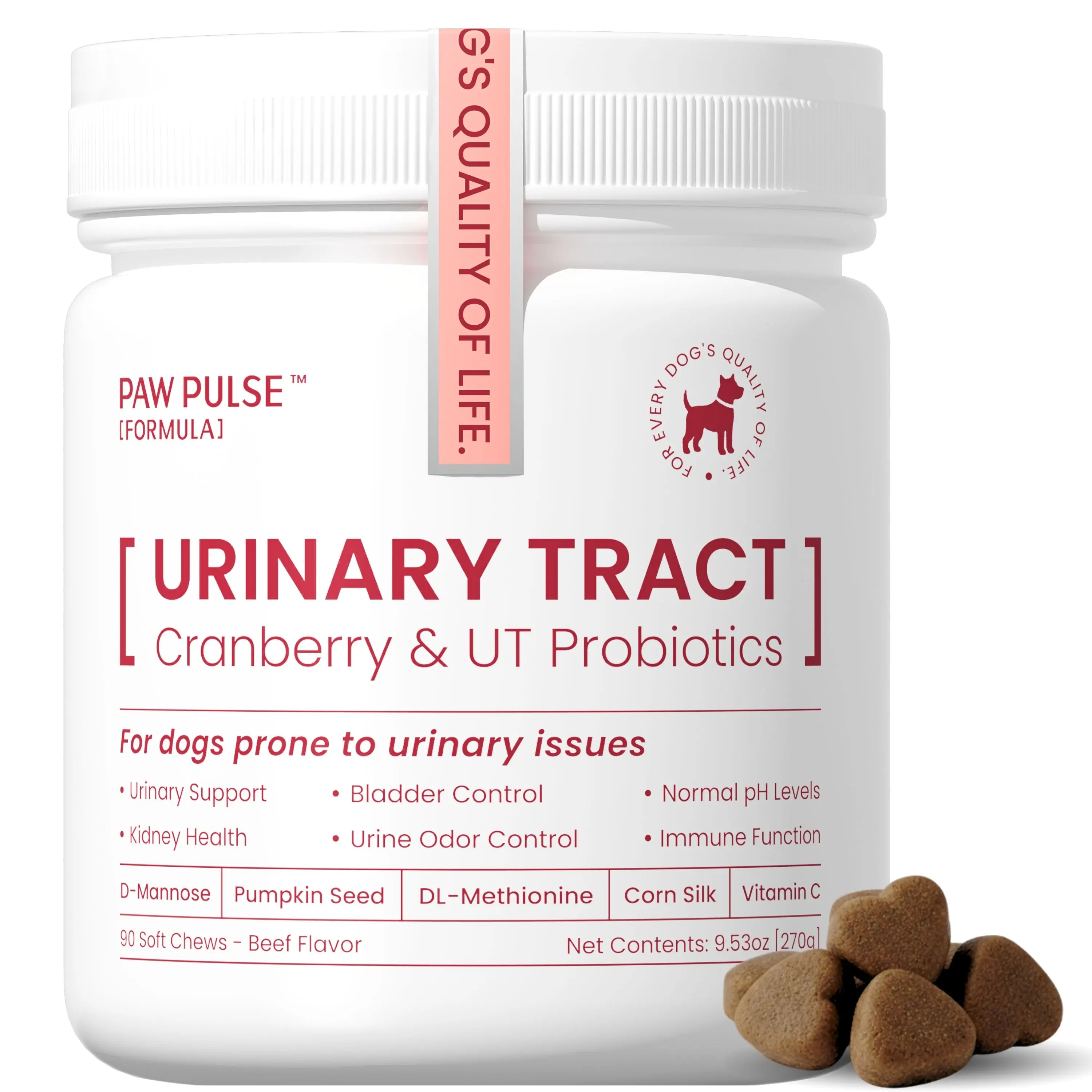 PAWPULSE FORMULA Cranberry for Dogs, Urinary Tract Support for UTI Health, Probiotics for Gut & Immune