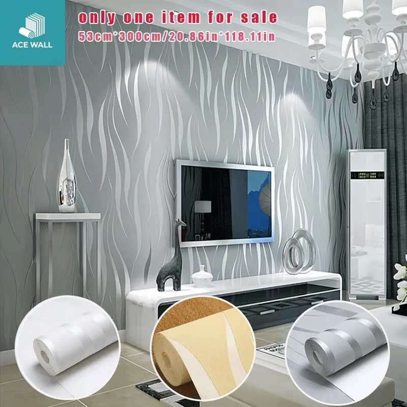 1 Roll Thick 3D Seaweed Texture Decorative Wallpaper, Self Adhesive Modern Minimalist Wall Sticker, Easy Peel & Stick, Durable Easy Clean Wall Covering, For Living Room Bedroom TV Background Wall Home Decoration