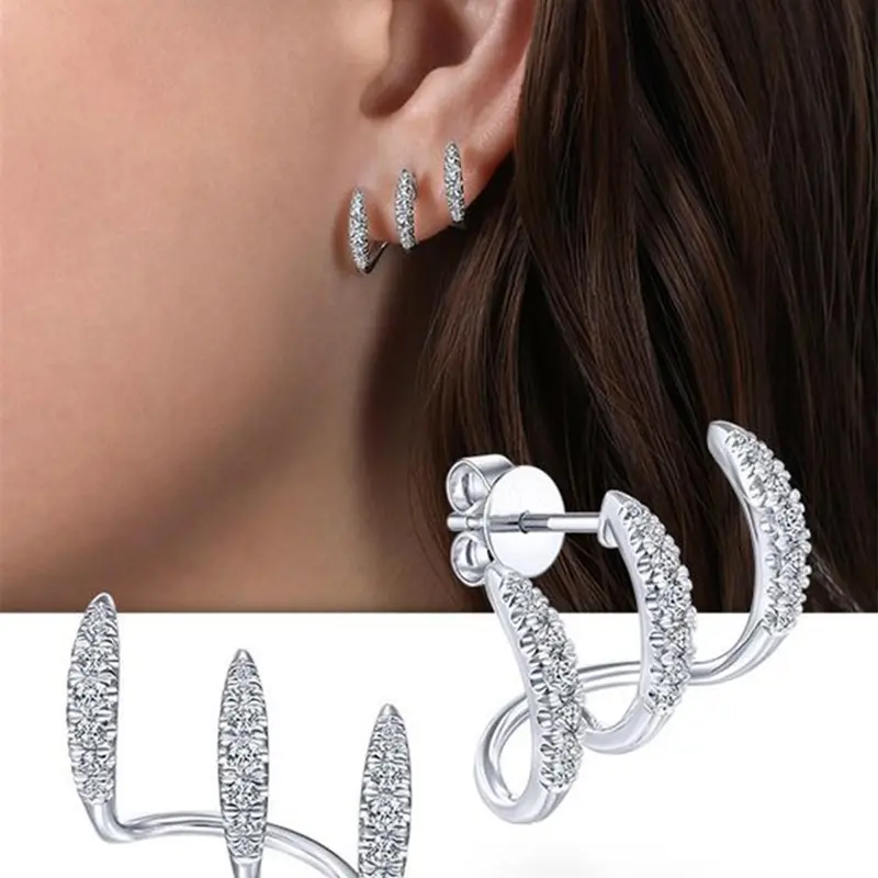 Women's Elegant Artificial Zircon Decor Stud Earrings, Exquisite Trendy Glittering Stud Earrings, Fashionable Jewelry for Women for Daily & Party Decoration, Shining Earrings Studs Earrings