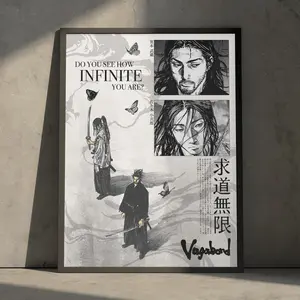 Vagabond Anime Manga Poster Art Print, Miyamoto Musashi Minimalist Vintage Japanese Samurai Wall Decor Artwork Christmas Gift