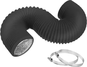 3 Inch 8  Dryer Vent Hose,Flexible Insulated Air Ducting,Diesel Heater Hose PVC  Foil with 2 Clamps for HVAC Ventilation(Black)