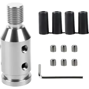 Shift Knob Adapter, Aluminum Gear Shift Adapter Kit with 4-Sizes Hoses, Universal Gear Shift Knob Cover for Non-Threaded Manual Shifters