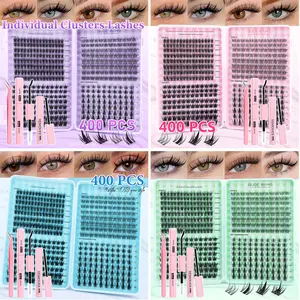 400PCS false eyelash cluster, including four different styles of anime eyelashes, is Lightweight, soft and comfortable, suitable for beginners DIY eyelash grafting set, daily stage makeup, and can be reused with Eyelash Extensions