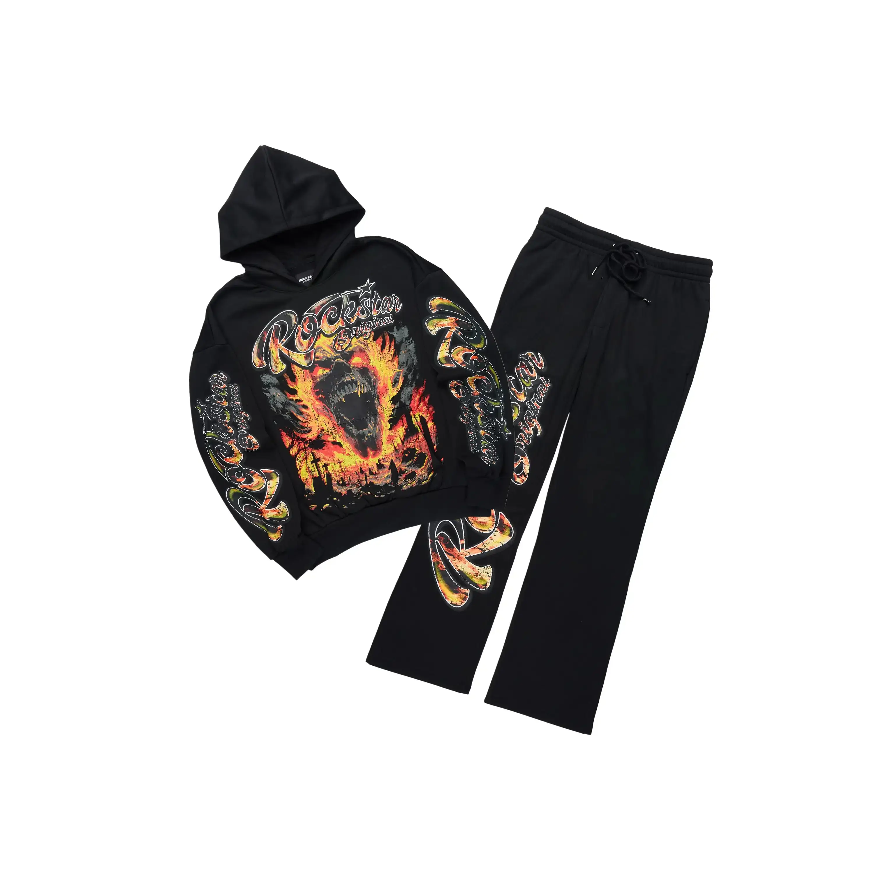 Flamer Black Hoodie/Baggy Pant Track Set Flamer Black Hoodie/Baggy Pant Track Set
