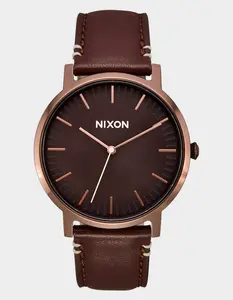 NIXON Porter Leather Watch, Chocolate