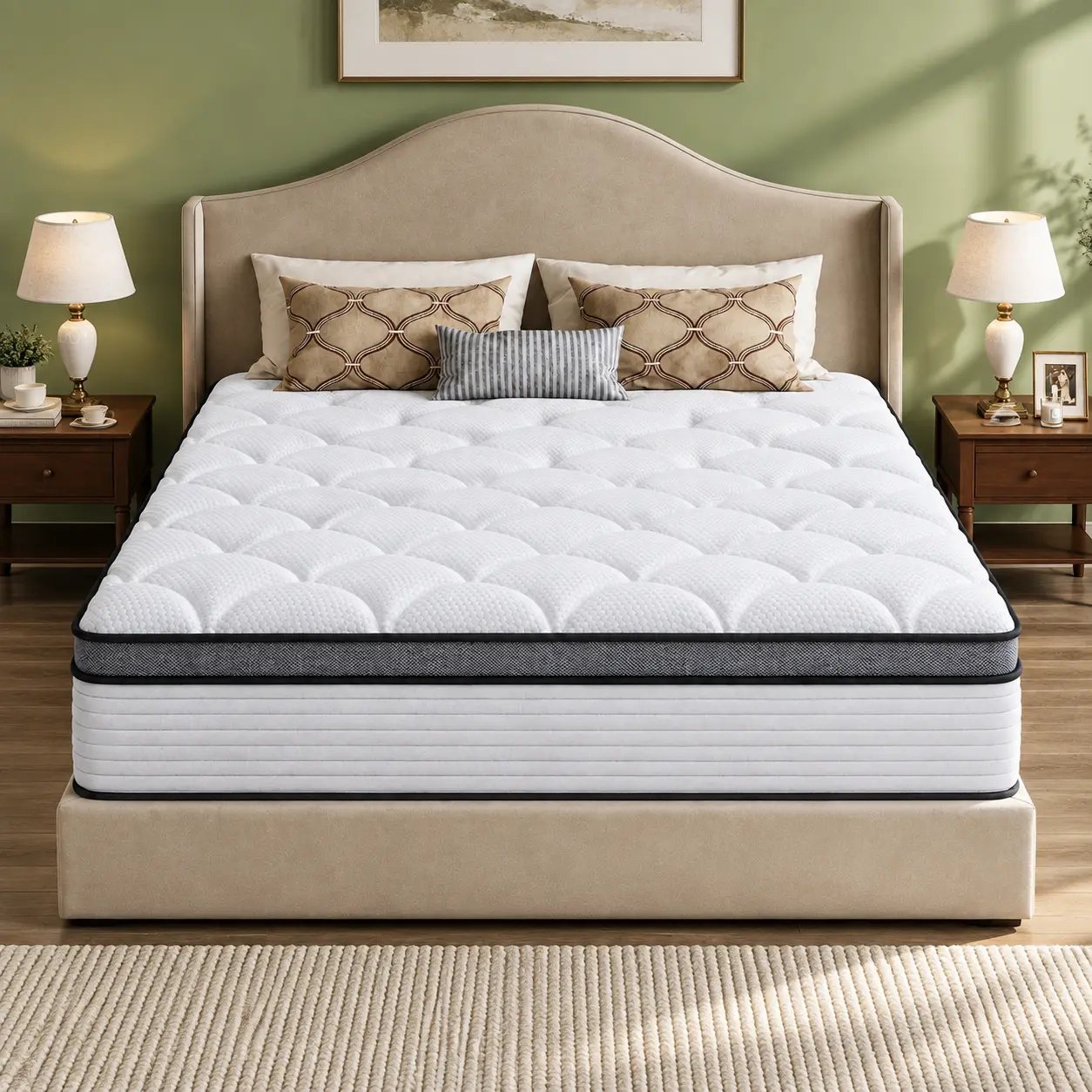 Five-story Design Comfortable Sleep Solution 10/12/14 Inch Queen King Twin Full Mattress with Individually Wrapped Pocket Springs in a Box for Optimal Support and Easy Transport, Full Size Mattress,dorm essentials,home decor, Mattress Queen Size
