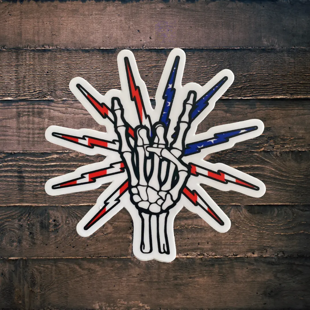 Skeleton Line Hand Lineman Rock On Sticker, LINEMAN Hard Hat Sticker, Blue Collar Stickers, Gift for Electrician, Funny Gift, Decals for Hard Hat- Toolboxes- Helmet.
