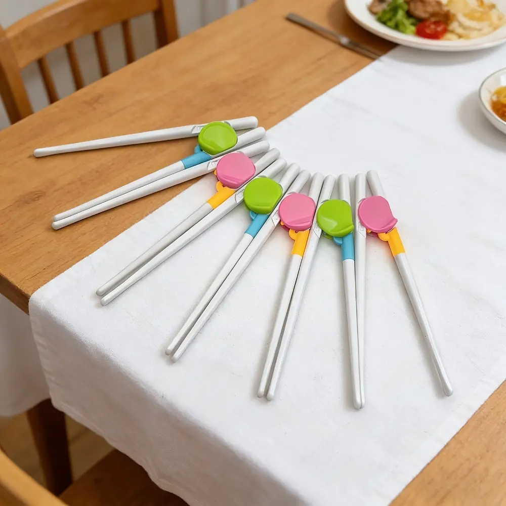 Reusable Training Chopsticks Set, 6-Pair Macaron Color Ergonomic Easy-Grip Non-Slip Utensils for Kids & Beginners, Camping Picnic Tableware, Easy-Grip Hold