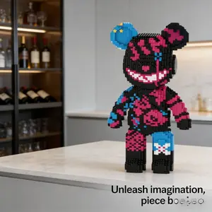 Custom Graffiti Bear, 2399pcs 3D Building Blocks, Room Decor, Fashion Toy, DIY Kit, Ideal Gift, Includes Hammer and Instructions