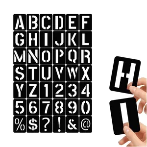 42pcs Black Soft Plastic  Stencil Set, Including 42 Sheets of English Letter Templates, Hollow Stencil Molds, and Number-letter-symbol Hollow Plastic Rulers
