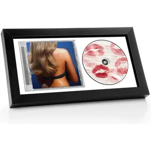 Solid Wood CD Display Frame for 1 Disc and Case, Double Groove Design for Signed Autographed Albums, Wall Mount or Tabletop Stand, Music Lover Gift & Room Decor CD Frame Display (White)