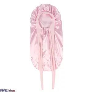 Adjustable Satin Tied Sleep Bonnet - Soft, Large-Size Hair Cover for Long Curly Hair, Ideal for Outdoor Use