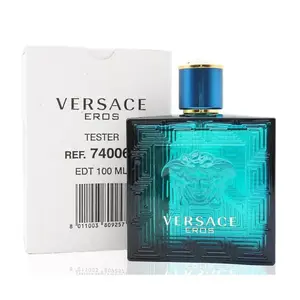 Versace Eros Eau de Toilette for Men 3.4 oz 100ml Spray Tester Bottle Bold Iconic Fragrance with Mint Green Apple Lemon Tonka Bean Geranium Vanilla Notes Woody Citrus Amber