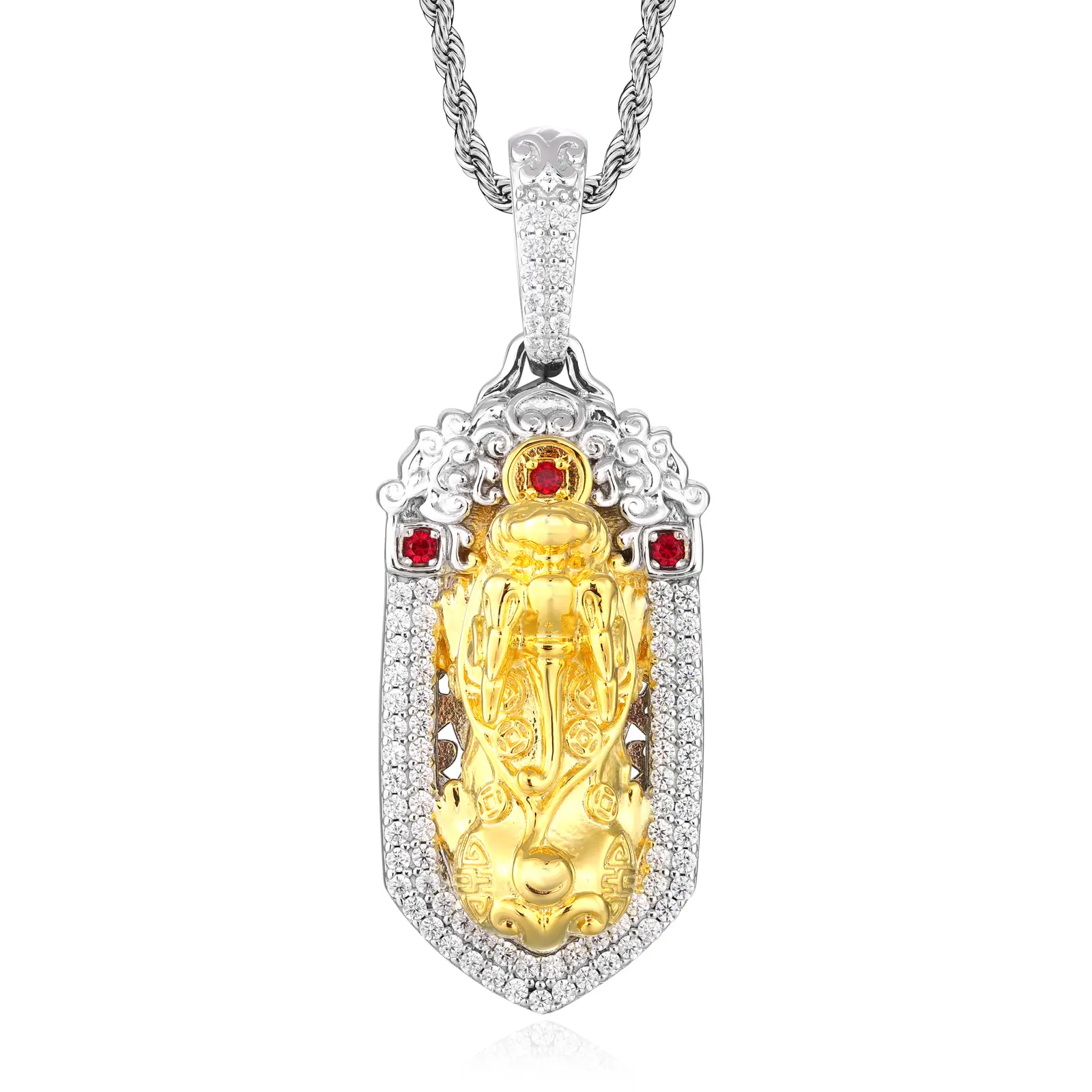 UCCIYO P792 Unisex Exquisite Trendy Pixiu Pendant, S925 Sterling Silver Lab-Created Moissanite Fashion Necklace for Adults, Jewellery Pendant Hip Hop Gift