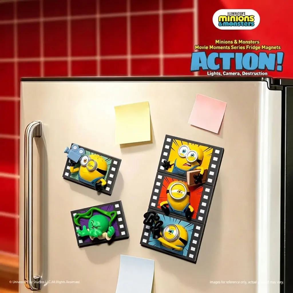 MINISO Minions & Monsters Movie Moments Series Fridge Magnet Blind Box, Official Minions Collectible Magnet Set, Cute Character Refrigerator Decoration, Gift for Minions Fans