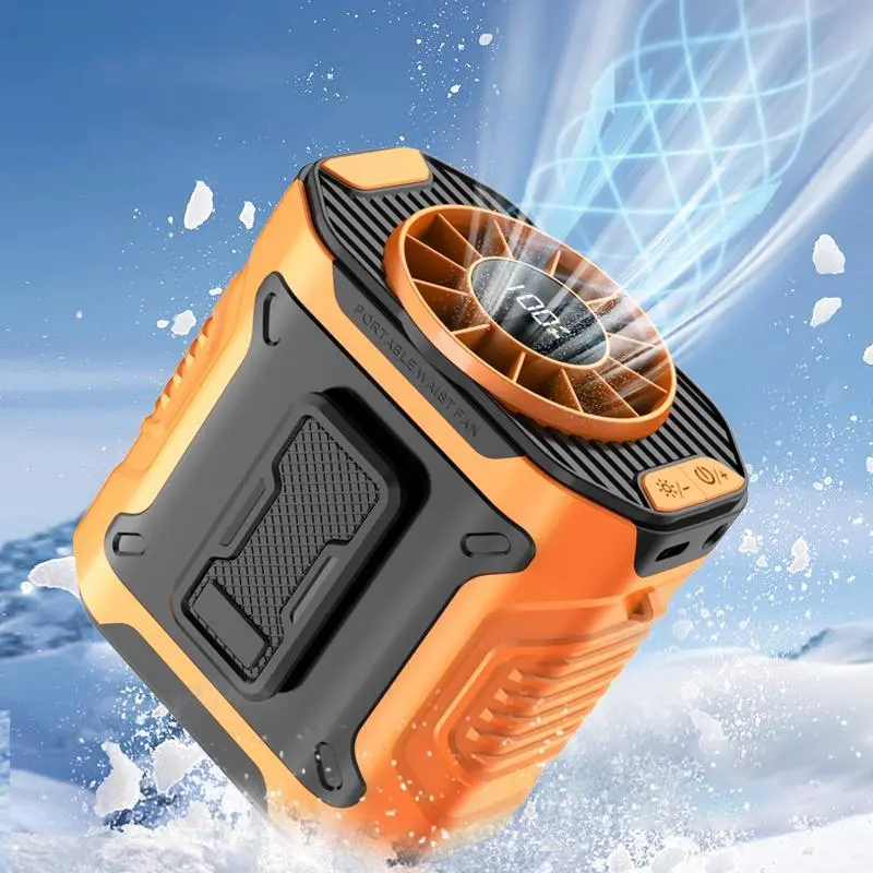 Portable Rechargeable Waist Fan, 10-Speed Turbo Airflow, 5300RPM High RPM, 5000mAh Battery Powered, 8H Runtime, 5V-3A Type-C Input, LED Lights, 10ft Vertical Drops, for Outdoor Work & Travel, 10-Foot Vertical Drops, 18M/S At Maximum Speed