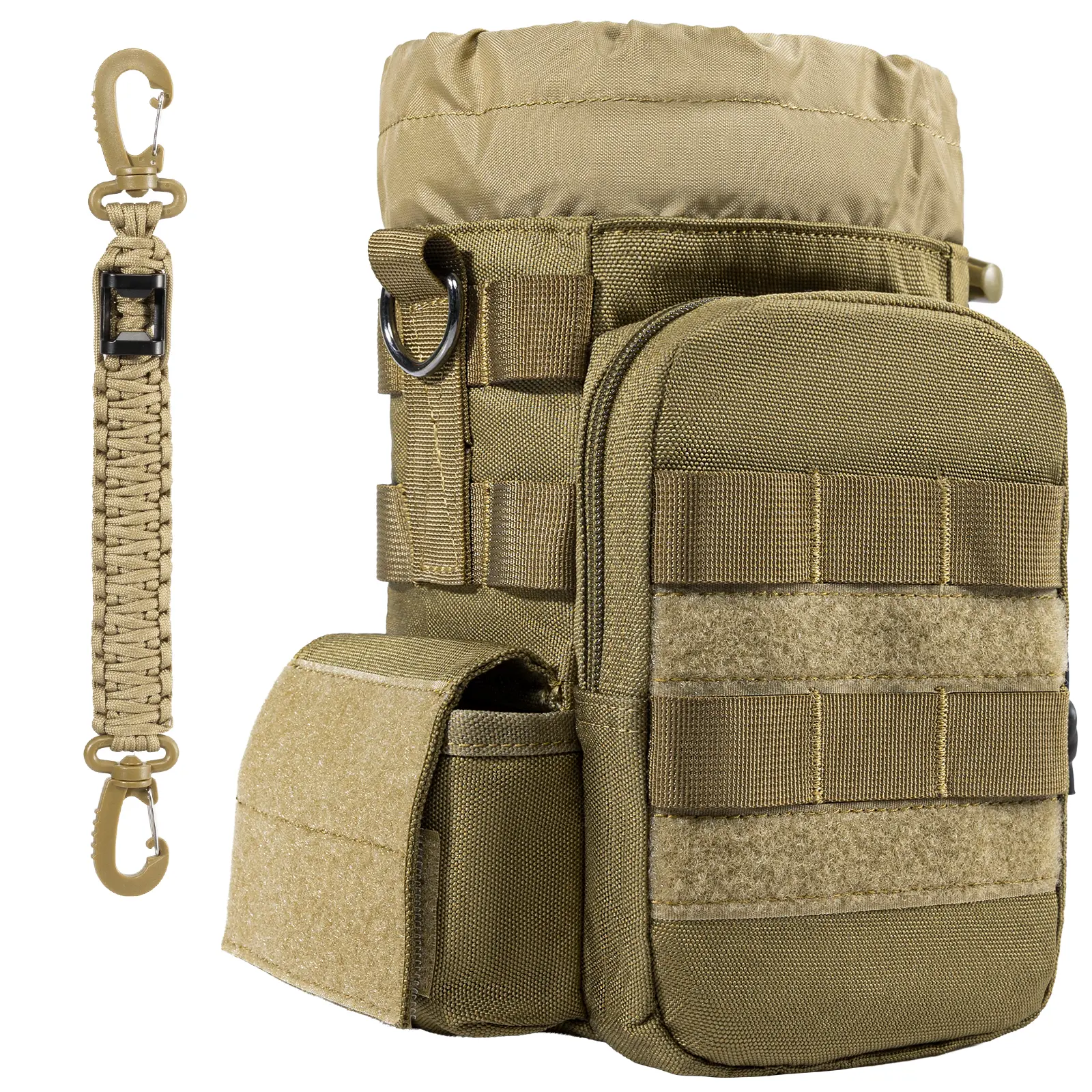 OneTigris Tactical Molle Water Bottle Holder 40-64 oz, Dual Pockets Double Handles Water Bottle Carrier Bag for Hiking Camping Gym Walking Fathers Day Gifts