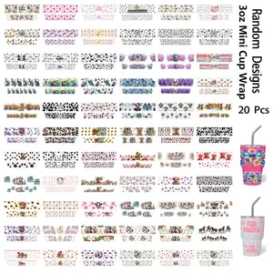 Random 20pcs Animal UV DTF Technology Cup Stickers, Durable DIY Transfer Stickers for 3oz Insulated Cups, Perfect for Holiday Gifts and Animal Lovers