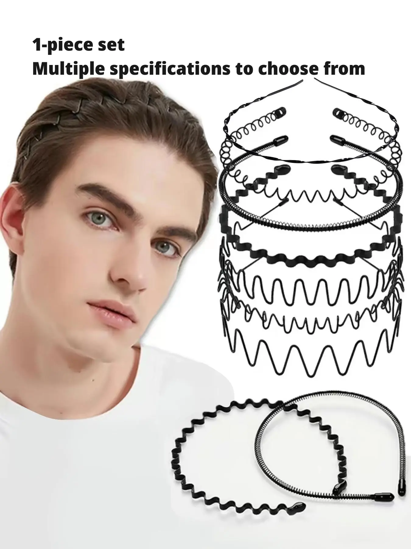 Men's and women's metal headbands, neutral black sports headbands, workout hairband, home & outdoor hairbands, elastic headbands for daily wear, decoration, Zigzag Headband, Elastic Headbands