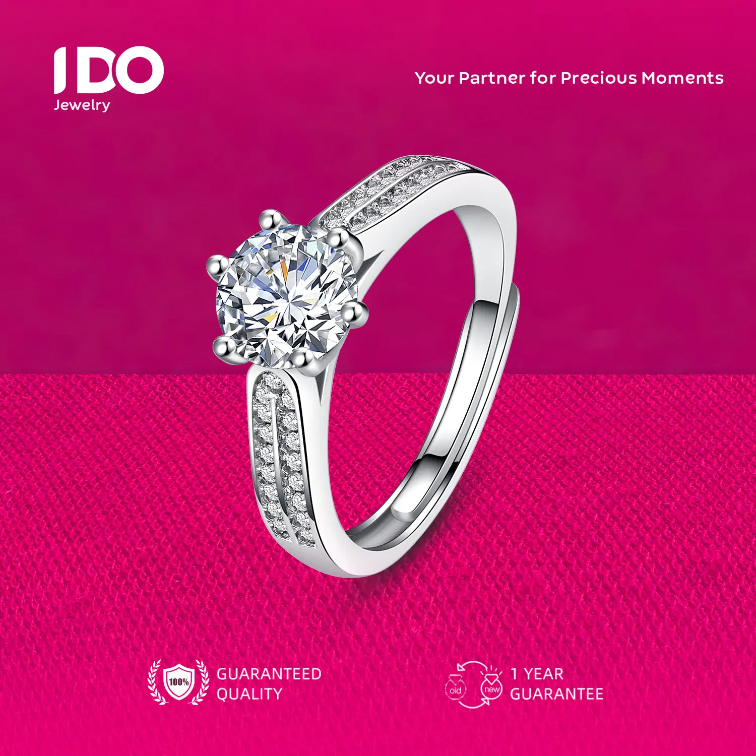 [Live Sale] R06 Platinum Coating Moissanite Aster Ring I DO Jewelry Women Accessories Elegant Beautiful Luxury Adjustable Beautiful and Luxurious No Fade No Rust with 1 Year Guarantee Passed Diamond Selector