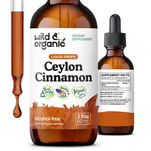 Wild & Organic's Ceylon Cinnamon Extract Liquid Drops 500mg - Liquid Cinnamon Supplements for Overall Support - Cinnamomum Verum Bark Tincture - Vegan, Sugar & Alcohol-Free, Non-GMO