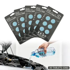 Solid Wiper Cleaner 30pcs, Concentrated Washer Fluid, Car Windshield Wiper Washer Fluid, Solid Wiper Effervescent Tablet Concentrated