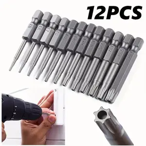 12pcs Hex Bit Set with Security Tips, Compatible with T5-T30 Screwdrivers, Durable Design for Precision Work, Essential Tool Kit, Tool Accessories