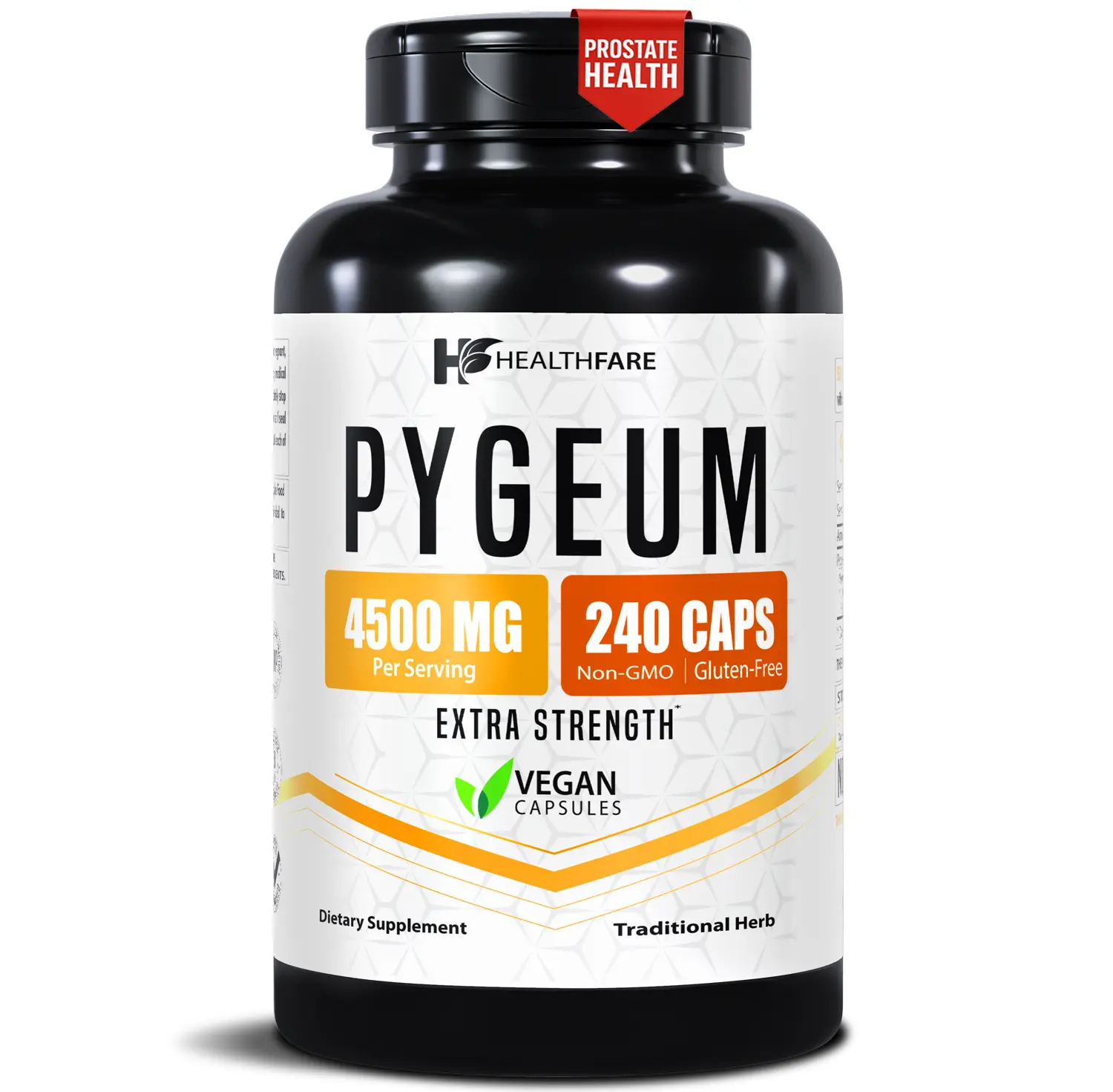 HealthFare Pygeum Supplement, 4500mg | 240 Vegan Capsules | Ultra Standardized Bark Extract | Herbal Supplement | Non-GMO & Gluten-Free | Made in the USA