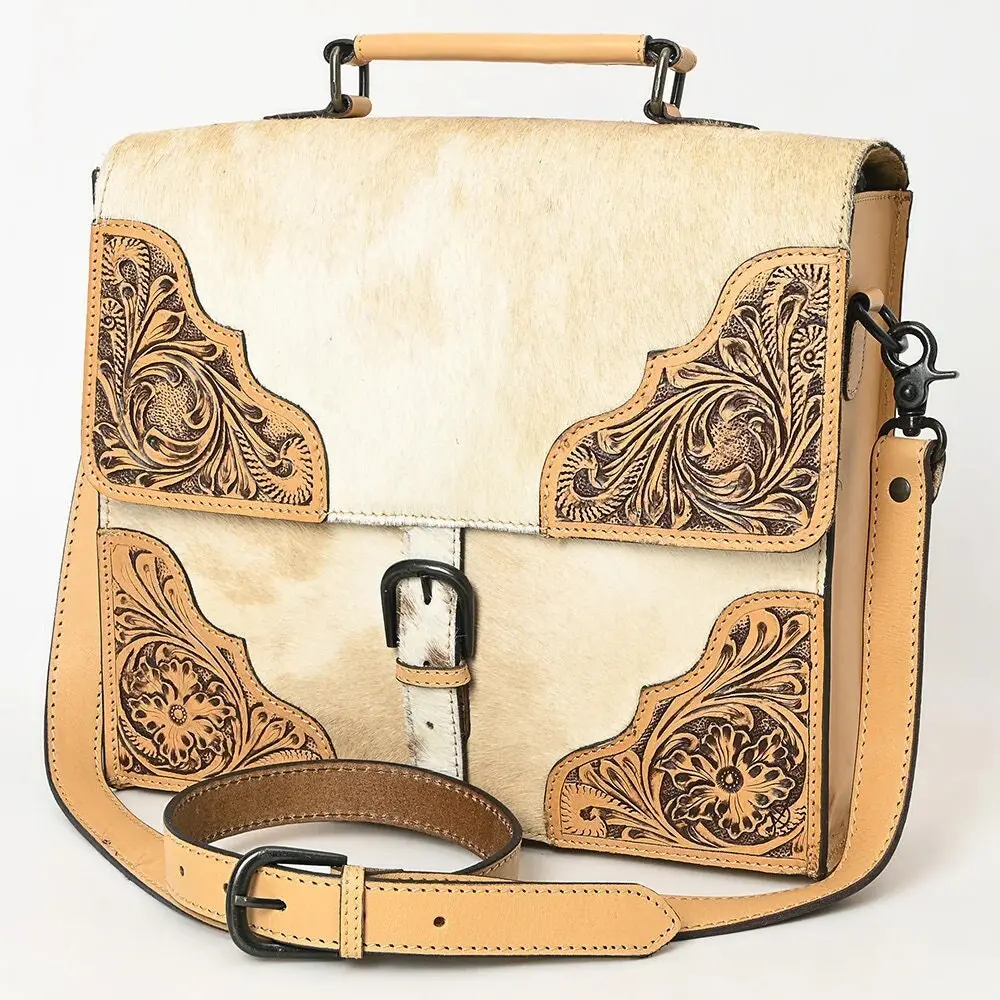 The Beverly Hand Tooled Leather Briefcase