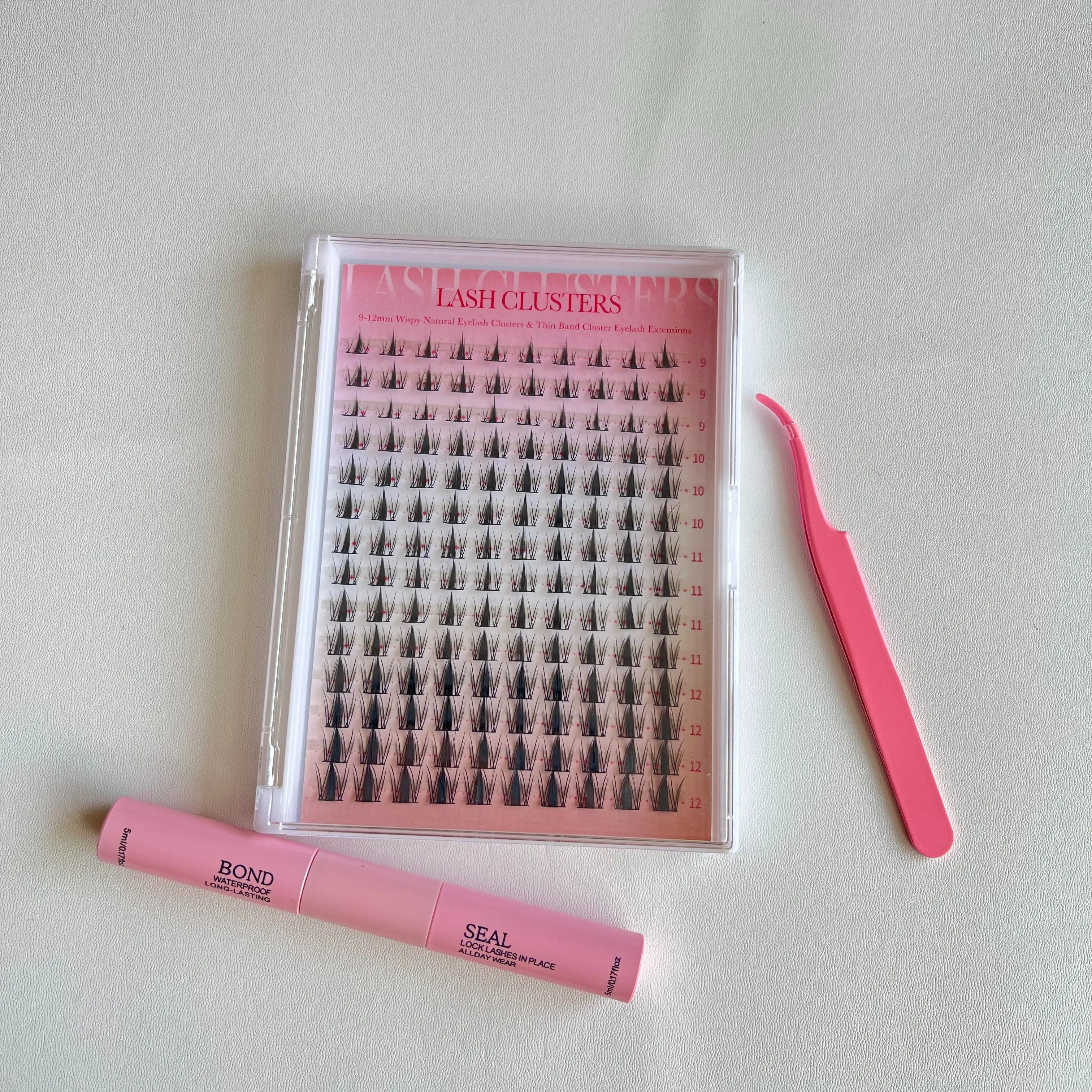 DIY Lash Cluster Kit for Eyelash Extensions, Reusable Fluffy False Eyelashes with Strong-Hold Glue and Tweezers, Daily Look Makeup Kit Pack, Eyelashes Extensions, Doll Makeup, False Eyelashes & Adhesives