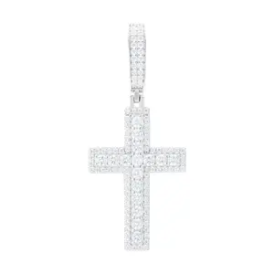 【#P552】S925 Sterling Silver Synthetic Moissanite Pendant Necklace for Women Men Hip Hop Jewelry Gift