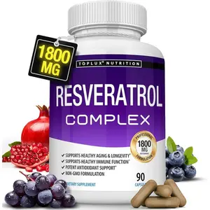 Resveratrol 1800mg Antioxidant Complex Capsules for Healthy Aging, Immune Support & Brain Function with Natural Trans-Resveratrol for Men & Women